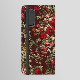 CHINTZ RED FLORAL PATTER WITH BLUE RIBBON. Android Wallet Case