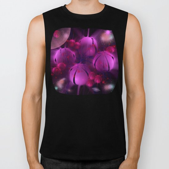Pink fantasy planets in universe Biker Tank
