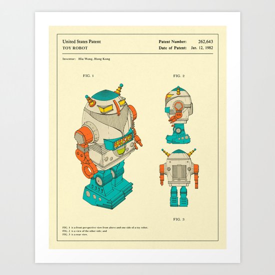 Robot Patent (1982) Art Print