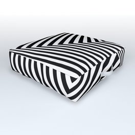 Op art rotating square in black and white Outdoor Floor Cushion