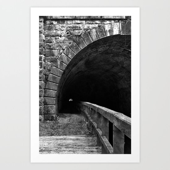 Paw Paw Grunge Tunnel - Black & White Art Print