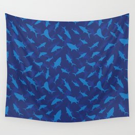 Shark Silhouette Pattern. Digital Painting Illustration Background.  Wall Tapestry