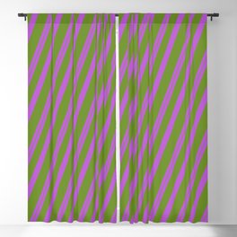 [ Thumbnail: Orchid & Green Colored Lines/Stripes Pattern Blackout Curtain ]