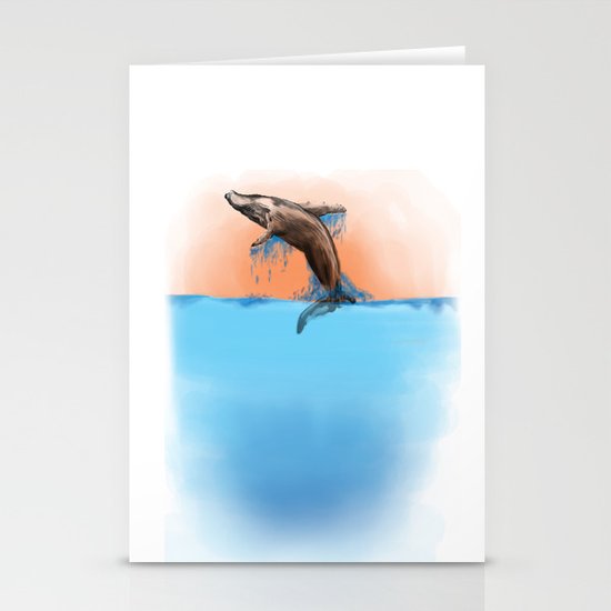 Breaching Whale Stationery Cards