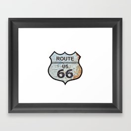 Route US 66 - Classic Vintage Retro American Highway Sign Framed Art Print