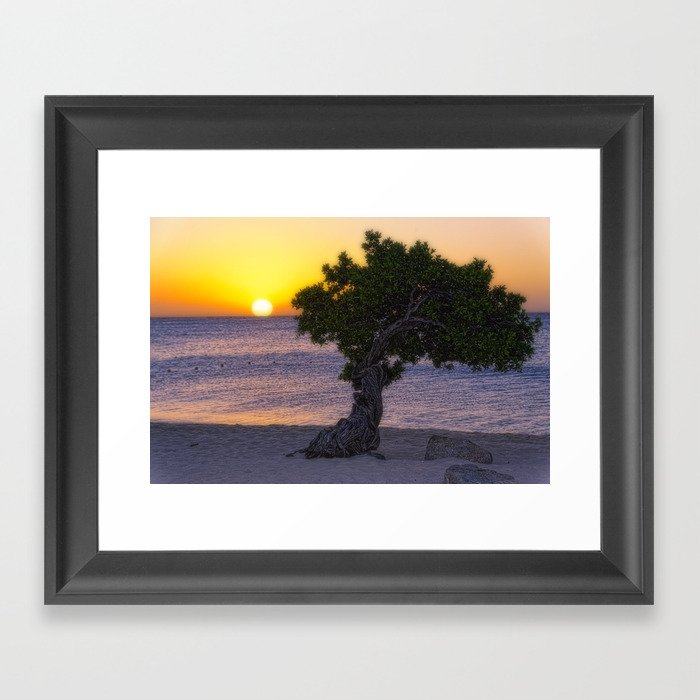 Eagle Beach Sunset in Aruba Framed Art Print