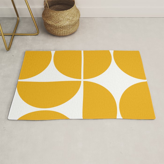 Mid Century Modern Yellow Square Rug by The Old Art Studio Society6