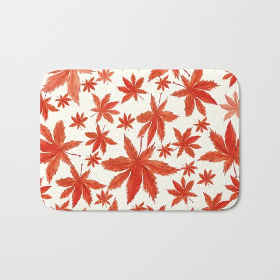 red maple leaves pattern Bath Mat