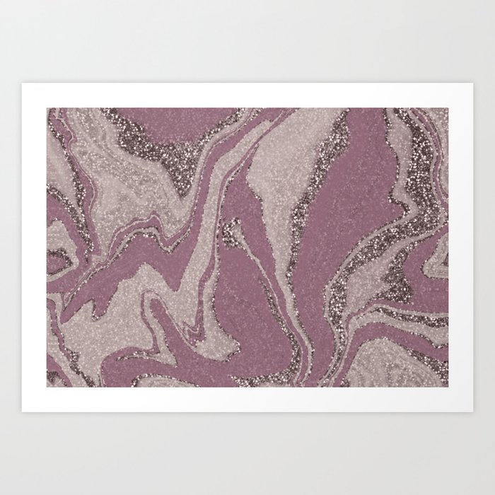 Rose Gold Abstract Fluid Art Art Print