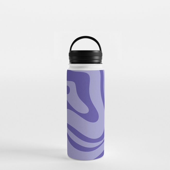 Modern Retro Liquid Swirl Abstract Pattern Purple on Purple  Water Bottle