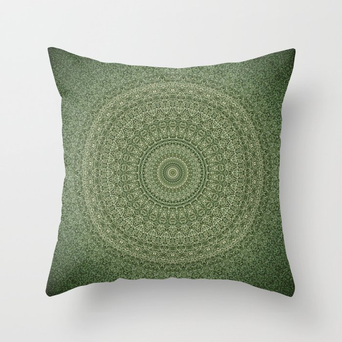 Bohemian Mandala Image Green Throw Pillow