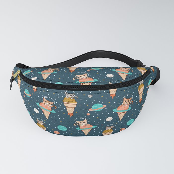 Cats Floating on Ice Cream in Space Fanny Pack