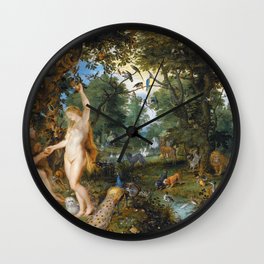 Jan Brueghel de Oude and Peter Paul Rubens - The Garden of Eden with the Fall of Man Wall Clock