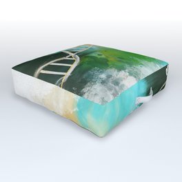 Abstract DNA Outdoor Floor Cushion | Painting, Cool, Modern Art, Intuitive, Colorful, Scienceart, Molecule, Green, Dna, Blue 
