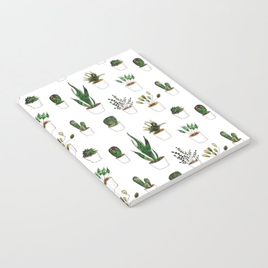 Green plants in white pots Notebook