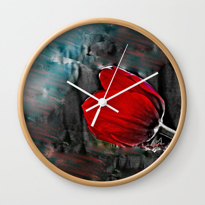 Red Tulip Wall Clock