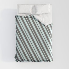 [ Thumbnail: Light Cyan and Dim Grey Colored Lines/Stripes Pattern Duvet Cover ]