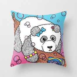 Cute Panda Bubble Pop Doodle pink version Throw Pillow