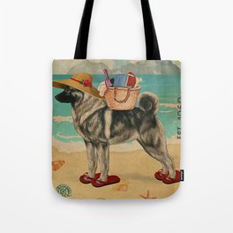 Beach Life Sandy Toes Norwegian Elkhound dog gift Tote Bag
