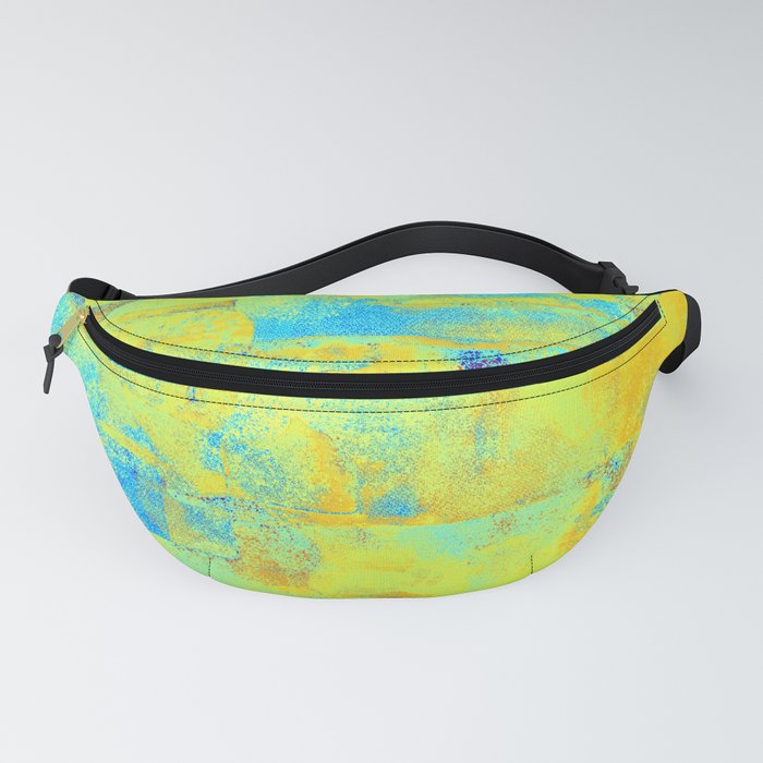 African Dye - Colorful Ink Paint Abstract Ethnic Tribal Organic Shape Art Yellow Turquoise Fanny Pack