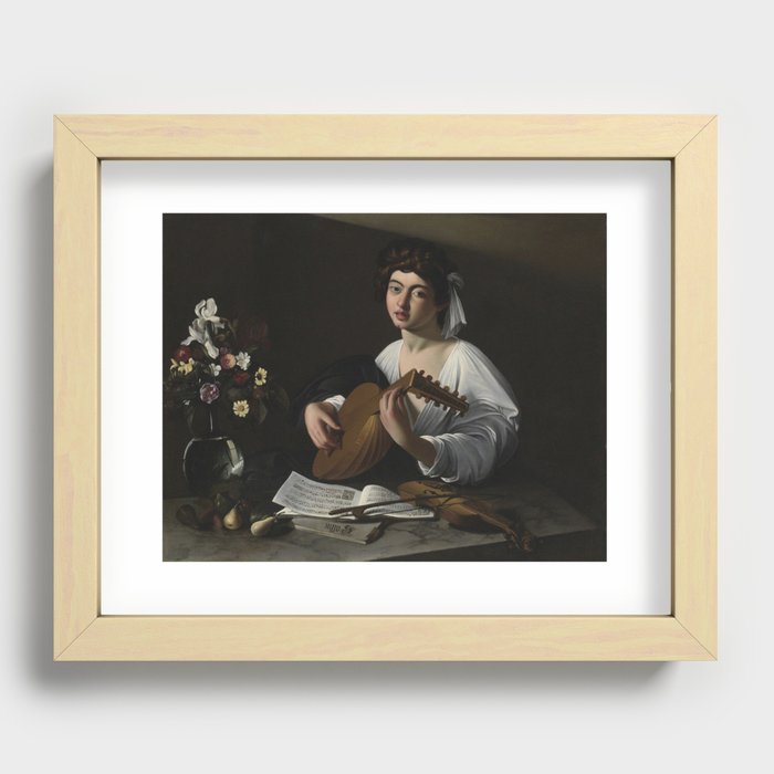 Caravaggio Lute Player vintage painting Recessed Framed Print
