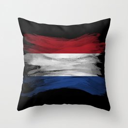 Netherlands flag brush stroke, national flag Throw Pillow