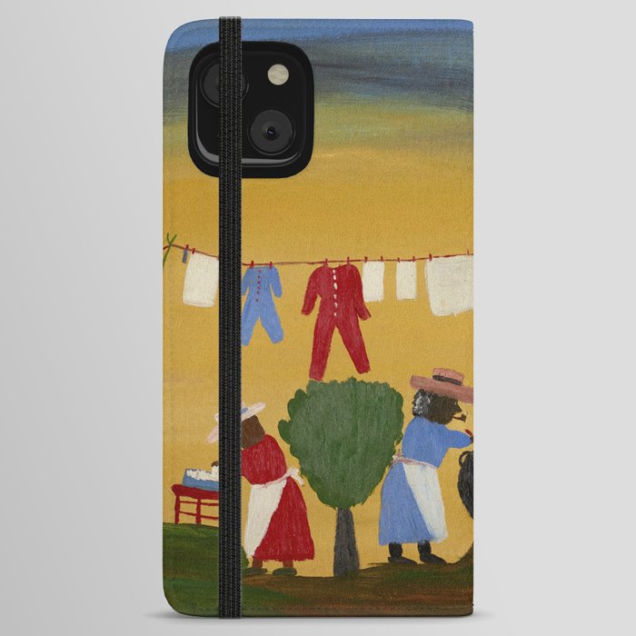 African American Masterpiece 'The Wash' portrait painting by Clementine Hunter   iPhone Wallet Case