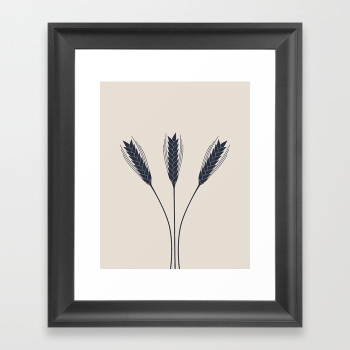 Wheat Field (Misty Navy) Framed Art Print