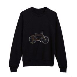 Asian Chinese style vintage classical bicycle watercolor illustration Kids Crewneck