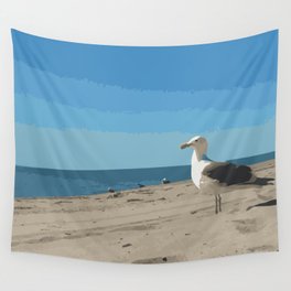 seagull on beach Wall Tapestry
