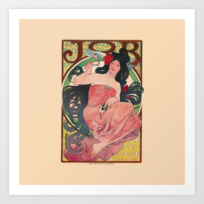 Alphonse Mucha Job Rolling Papers Art Nouveau Woman Art Print