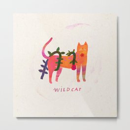 Orange wild Cat illustration and brambles/ christmas cat/ wild cat/ technicolor/ cat lover/ cat art  Metal Print