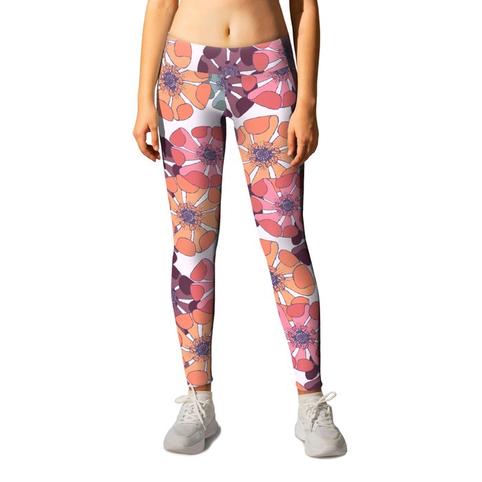 dreamsicle orange lavender floral poppy arrangements Leggings