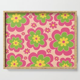 Colorful Retro Flower Pattern 596 Serving Tray