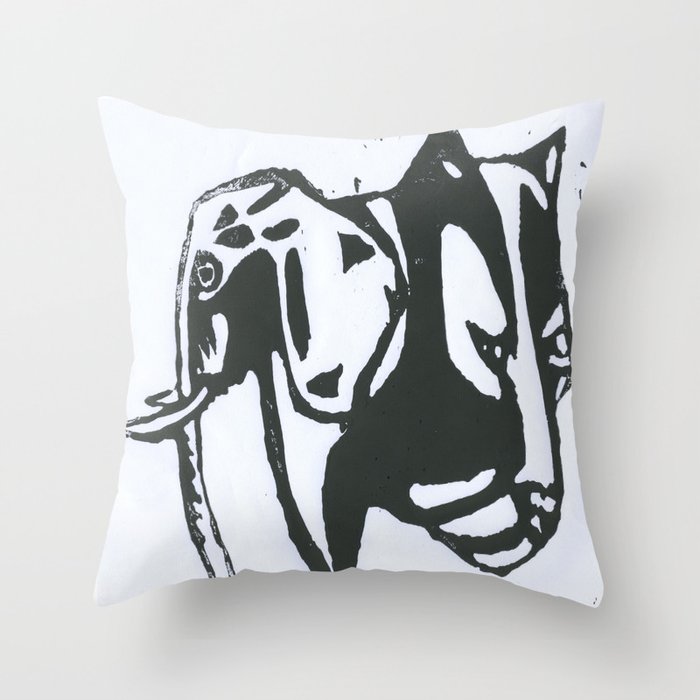 Elephant & Panther Throw Pillow