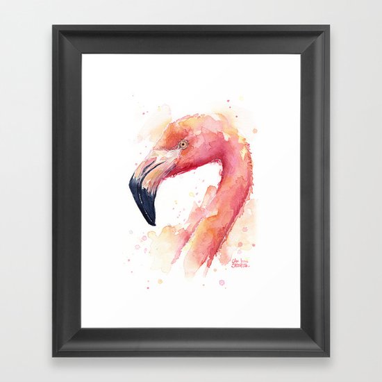 Flamingo Watercolor Pink Bird Tropical Animal Framed Art Print