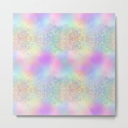 Pretty Rainbow Holographic Glitter Metal Print