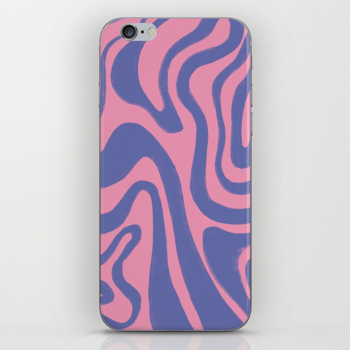 Retro Pastel Liquid Swirl in Very Peri over Pink iPhone Skin