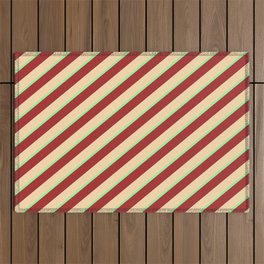 [ Thumbnail: Green, Brown, and Tan Colored Striped/Lined Pattern Outdoor Rug ]