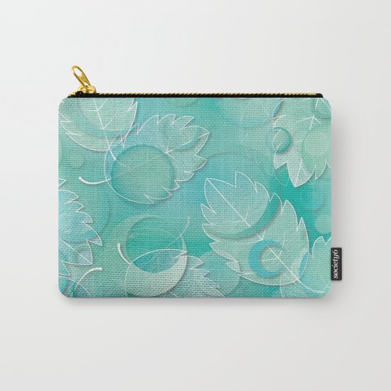 Floating Leaves Pattern IV - Winter, Ice Teal Carry-All Pouch