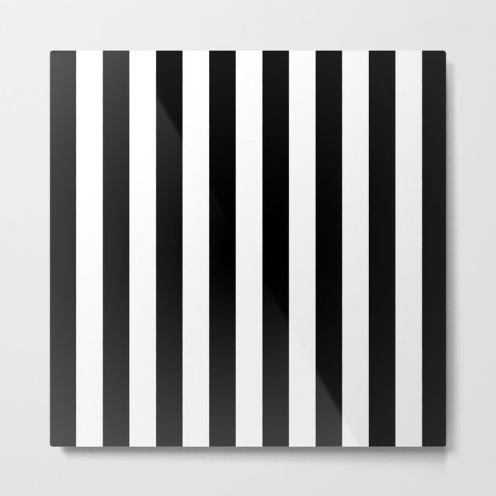 Parisian Black and White Stripes (vertical) Metal Print