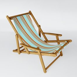 [ Thumbnail: Turquoise and Chocolate Colored Striped/Lined Pattern Sling Chair ]