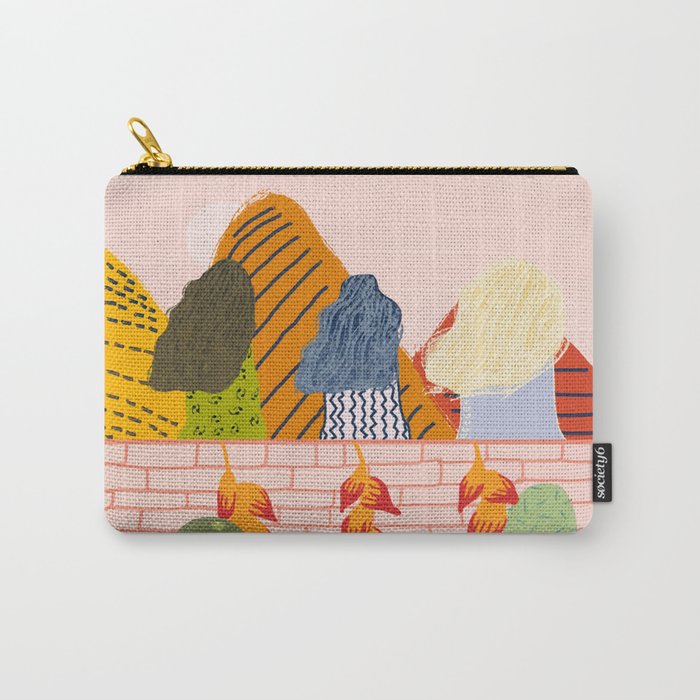 Girl friends watching the sunset over the mountains Carry-All Pouch