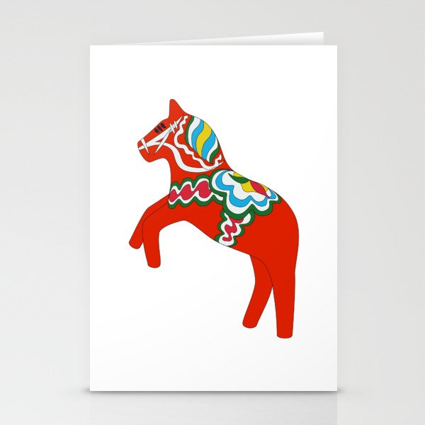 Jumping Swedish painted horse Stationery Cards