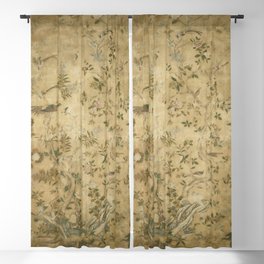 Antique 18th Century Chinoiserie Golden Garden Fresco 1740 Blackout Curtain