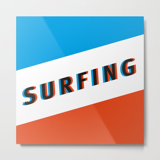 SURFING 3D - Square Metal Print