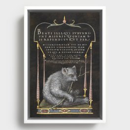 Vintage Calligraphic poster with a bear Framed Canvas