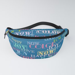 Enjoy The Colors - Colorful typography modern abstract pattern on navy blue color Fanny Pack