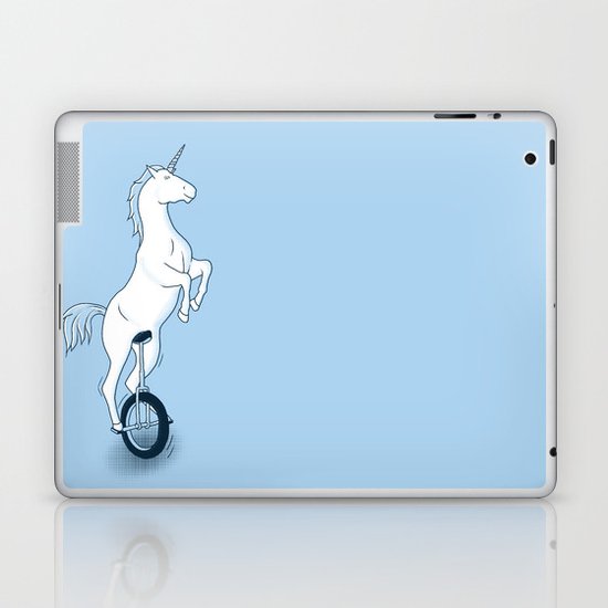 Unicorn on a unicycle - blue Laptop & iPad Skin