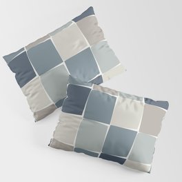 Flux Midcentury Modern Check Grid Pattern in Neutral Blue Gray Tones Pillow Sham